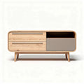 Salontafel van hout met 2 lades en open vak 120 x 40 x 50cm