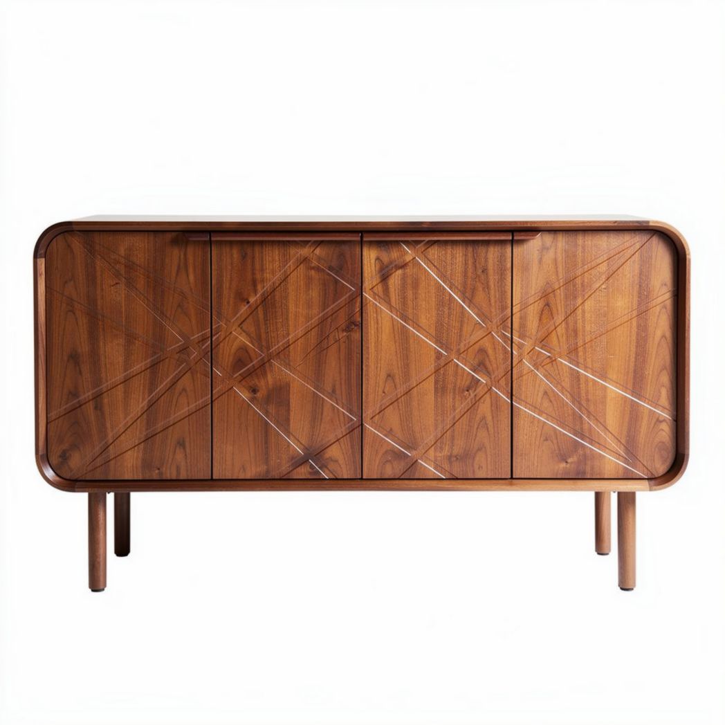 Eiken houten dressoir met vierdeuren en een afmeting van 100 x 40 x 75cm