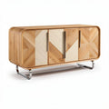 Houten dressoir met metalen onderstel en moderne geometrische patronen 150 x 40 x 70cm