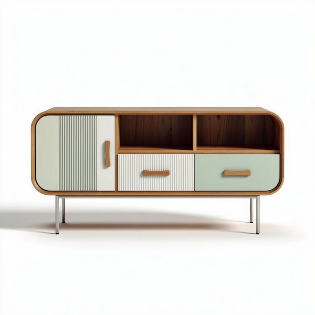 Tv-meubel in hout met modern design en opbergmogelijkheden 120 x 40 x 75cm
