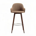 Houten barkruk met stoffen zitting en rugleuning 45 x 45 x 110cm bruin