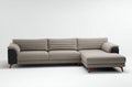 L-vormige bank in stof met chaise longue en houten poten grijs 240 x 90 x 85cm