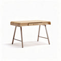 Houten bureau met metalen poten en lade 120 x 60 x 75cm beige