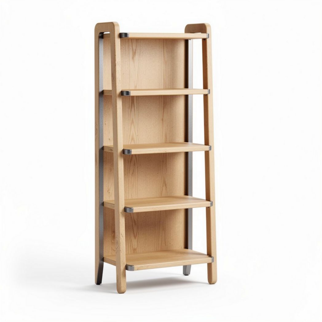 Houten boekenplank met metalen details afmetingen 180 x 60 x 30cm