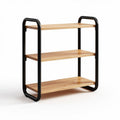 Houten rek met drie planken en metalen zwart frame 80 x 30 x 100cm